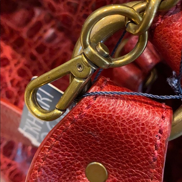 LOCKHART red embossed leather large satchel new! - Picture 11 of 16